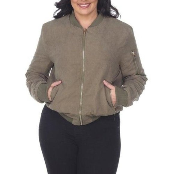 Plus Size Olive Color Bomber Jacket PS893-0 - Picture 1 of 2